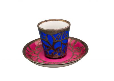 Alman, 1930 lar tabak Rosenthal damgalı fincan kulpsuz formda gümüş giydirme fincan