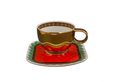 Alman,1990’lar, bu dizaynla; Gianni Versace, tarihsel arşivler ve modern paternleri mükemmel şekilde ve yeni bir bakışla yorumlamış, Rosenthal, Marco Polo’nun seyahati temalı