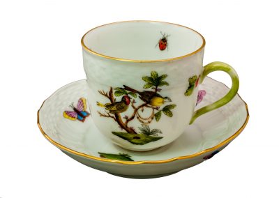 Macar, 1950’ler, Herend damgalı, Rothschild patern, el boyama fincan